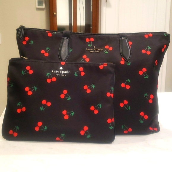 kate spade Handbags - Authentic Kate Spade Mel Packable Tote Little Better Nylon Zip Wristlet CHERRY